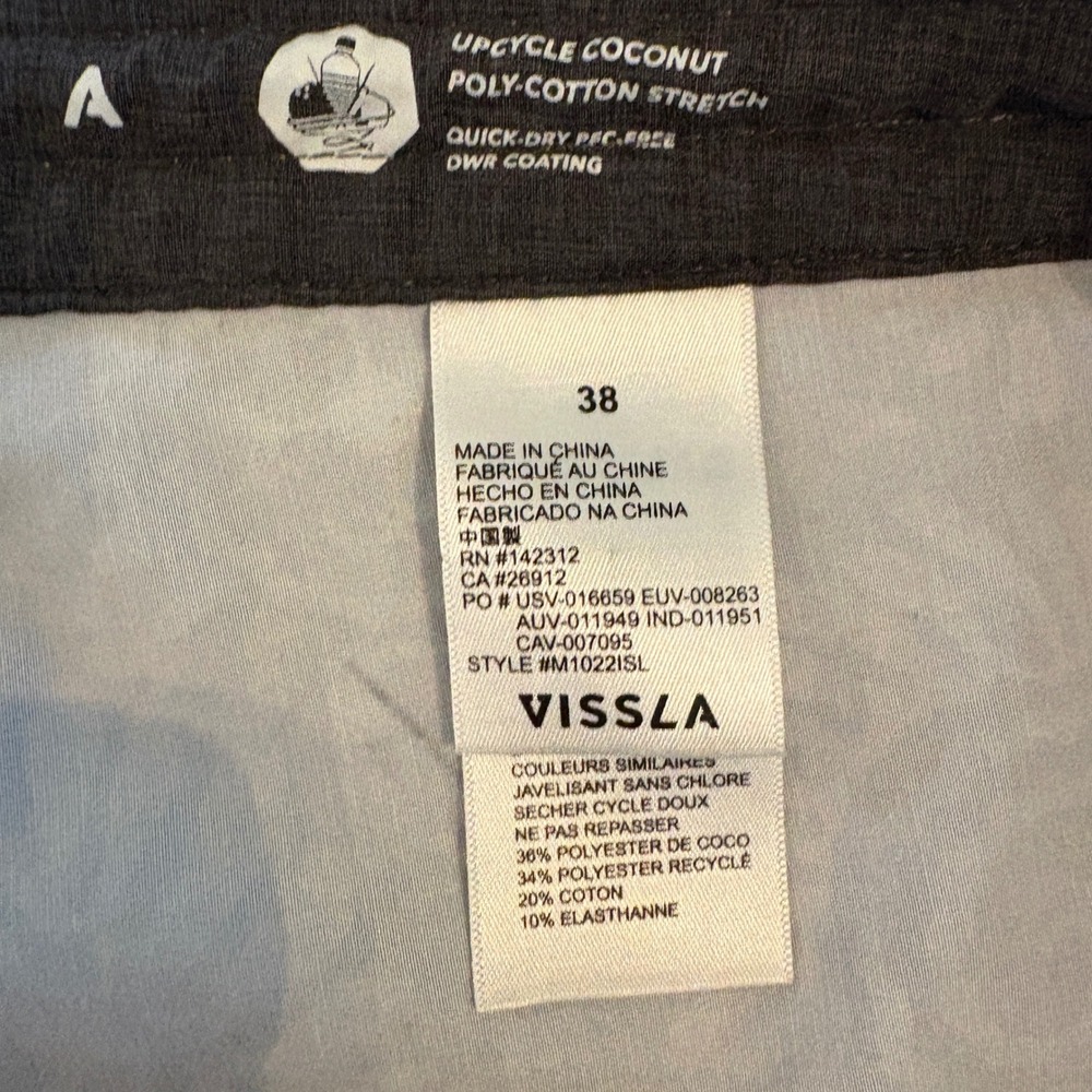 Vissla Board Shorts Mens 38 Gray Drawstring Upcycle Coconut Stretch Swim Trunks - Picture 3 of 9